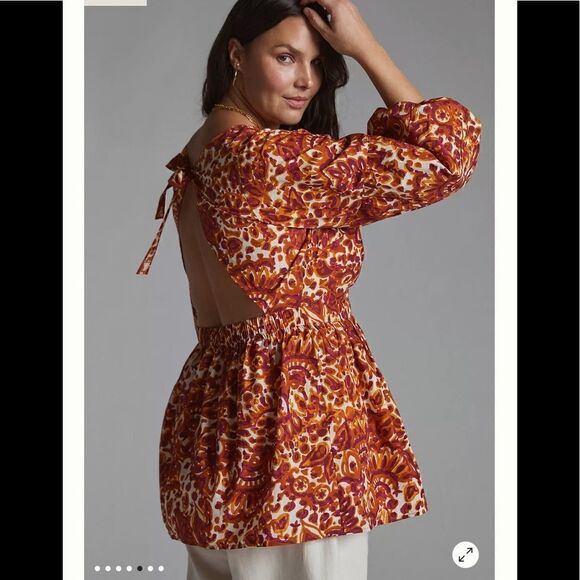 Anthropologie Floral Tie-Back Blouse - Picture 3 of 5